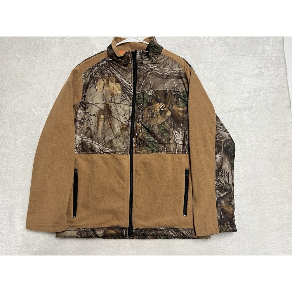 Realtree Xtra Camo Fleece Jacket Mens XL Full Zip Hunting Outdoor Brown - Picture 2 of 16